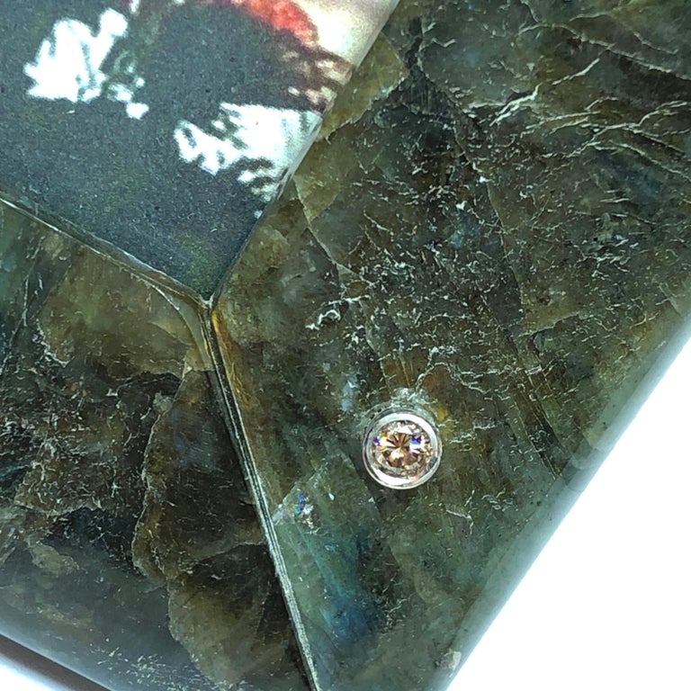Oneofakind Hand Inlaid Natural Labradorite Champagne Diamond Picture