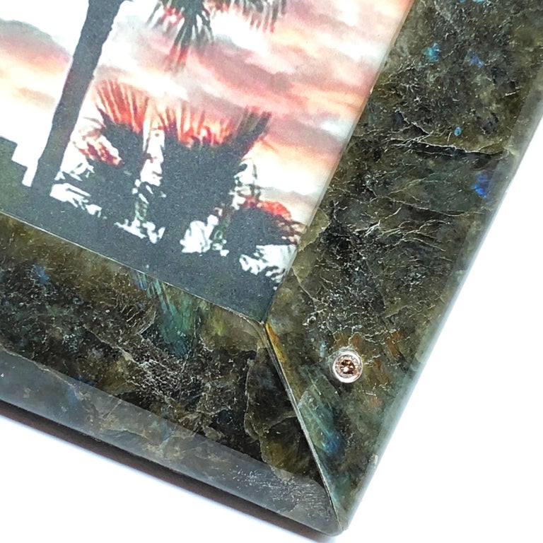 Oneofakind Hand Inlaid Natural Labradorite Champagne Diamond Picture