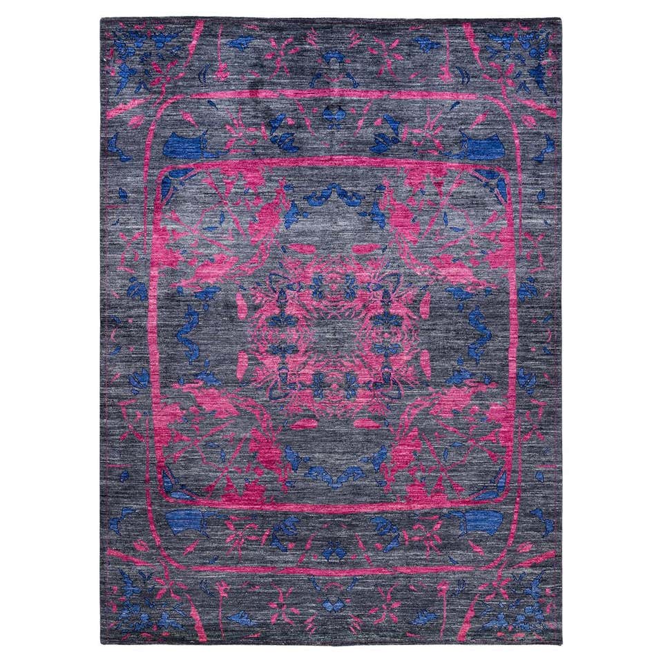 Rug and Kilim's Hand-Knotted Abstract Rug in Beige, Gray Paintstrokes ...