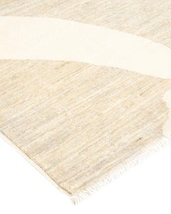 One-Of-A-Kind Hand Knotted Abstract Eclectic Ivory Area Rug 5' 10" x 8' 10"