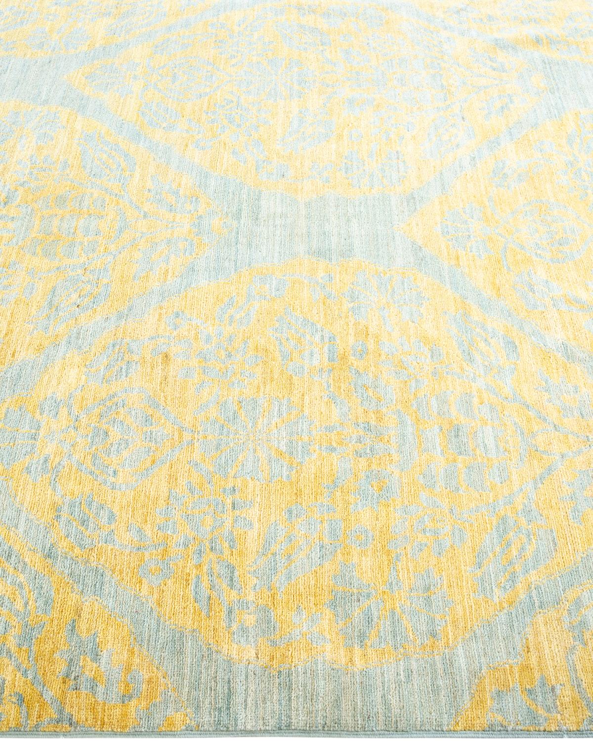 One-of-a-kind Hand Knotted Abstract Eclectic Light Blue Area Rug In New Condition For Sale In Norwalk, CT