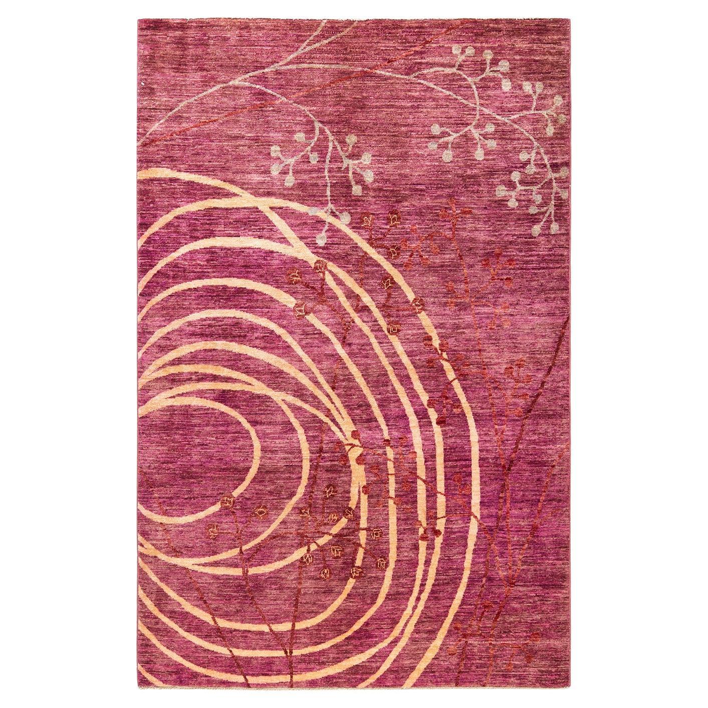 One-of-a-kind Hand Knotted Abstract Eclectic Pink Area Rug