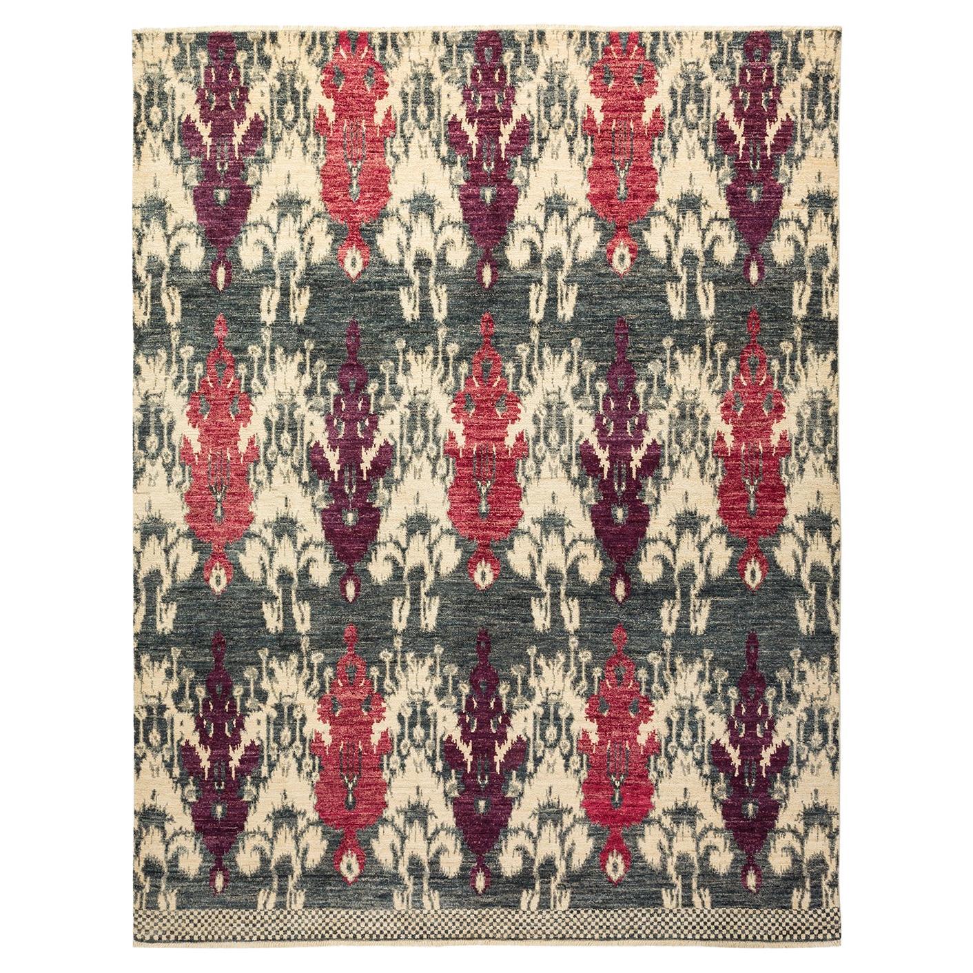 Einzigartiger handgeknüpfter abstrakter moderner elfenbeinfarbener Teppich, 2,25 m x 3,66 m, Unikat im Angebot