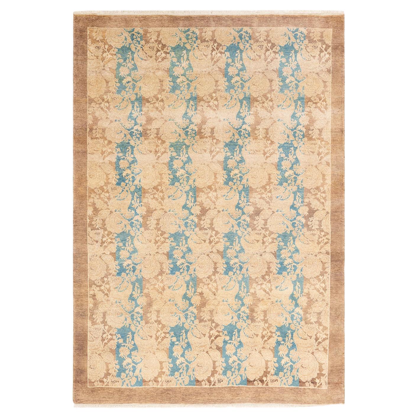 One-of-a-kind Hand Knotted Abstract Mogul Brown Area Rug