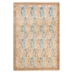 One-of-a-Kind Hand Knotted Abstract Mogul Brown Area Rug