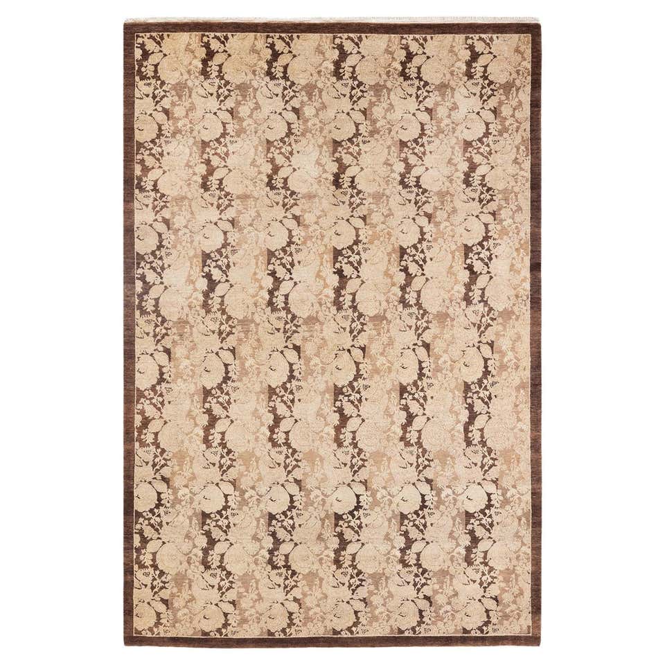 Brown Abstract Contemporary Rug, Hand Knotted For Sale at 1stDibs