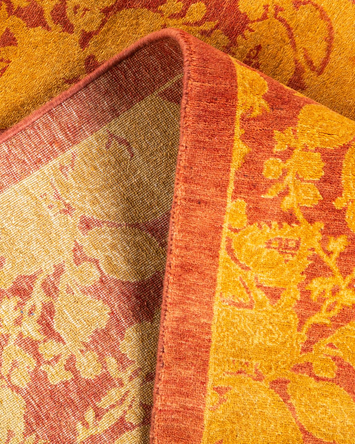 Handgeknüpfter abstrakter Mogul-Rosa-Teppich, Unikat im Angebot 1