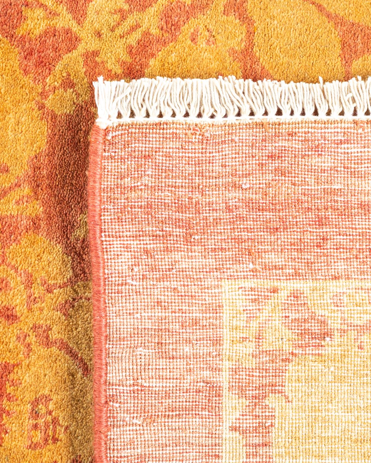 XXI secolo e contemporaneo Tappeto astratto Mogul rosa, unico nel suo genere, annodato a mano in vendita