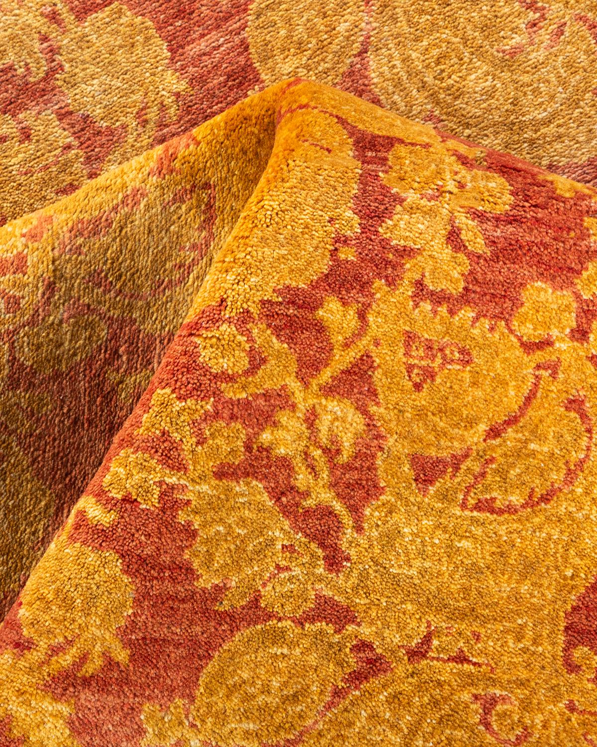 Handgeknüpfter abstrakter Mogul-Rosa-Teppich, Unikat im Angebot 1