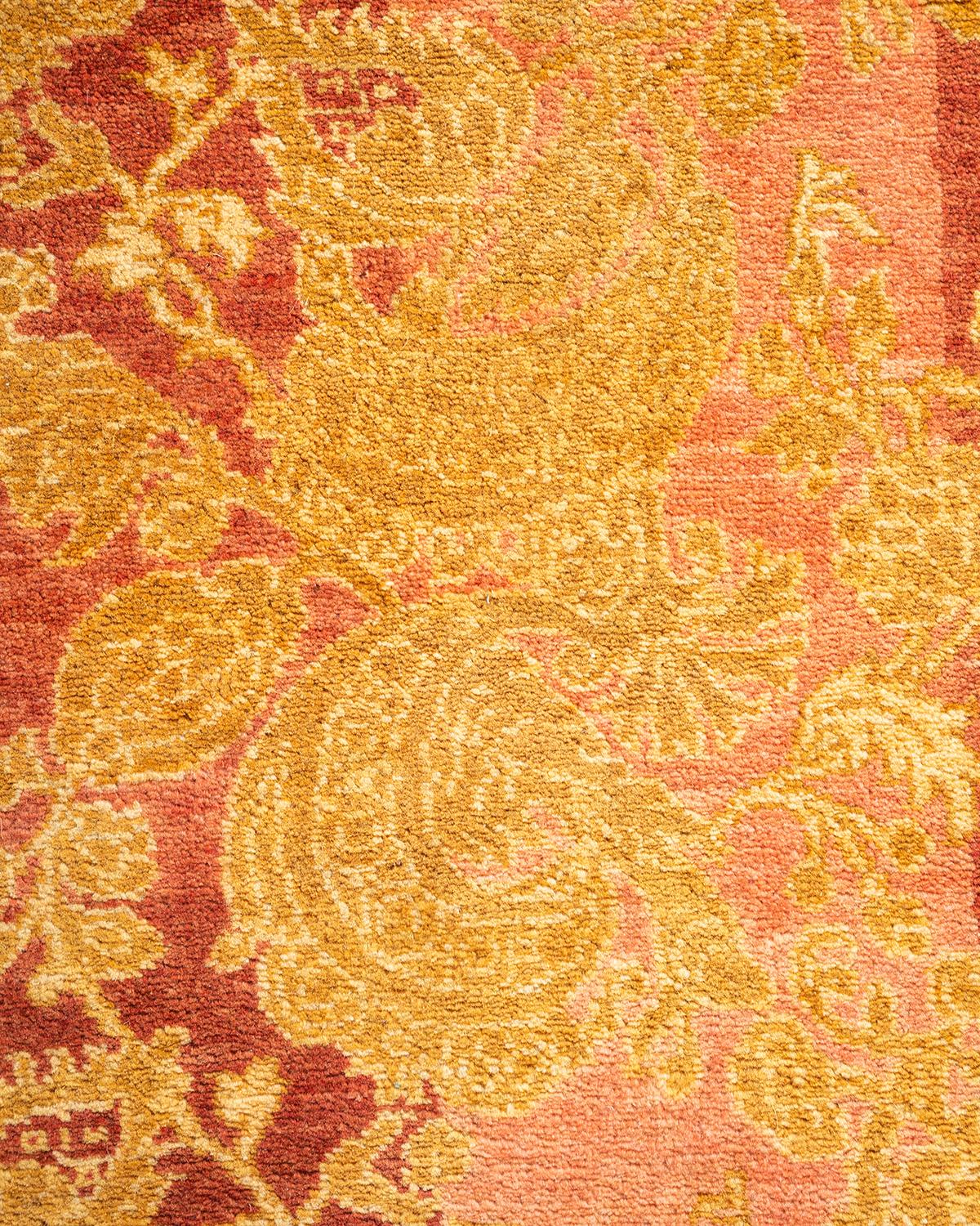 Handgeknüpfter abstrakter Mogul Pink Teppich, Unikat (Pakistanisch) im Angebot