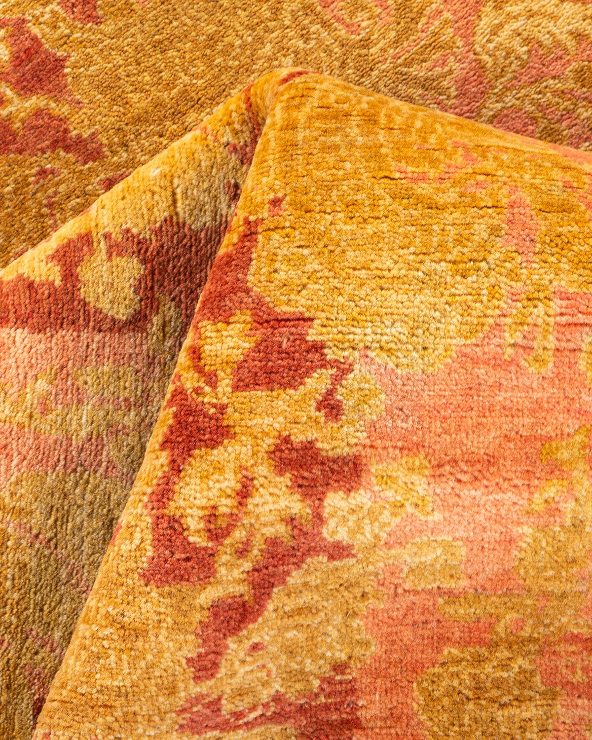 Handgeknüpfter abstrakter Mogul Pink Teppich, Unikat im Angebot 1