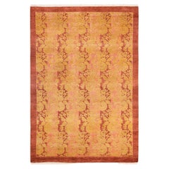 One-of-a-kind Hand Knotted Abstract Mogul Pink Area Rug