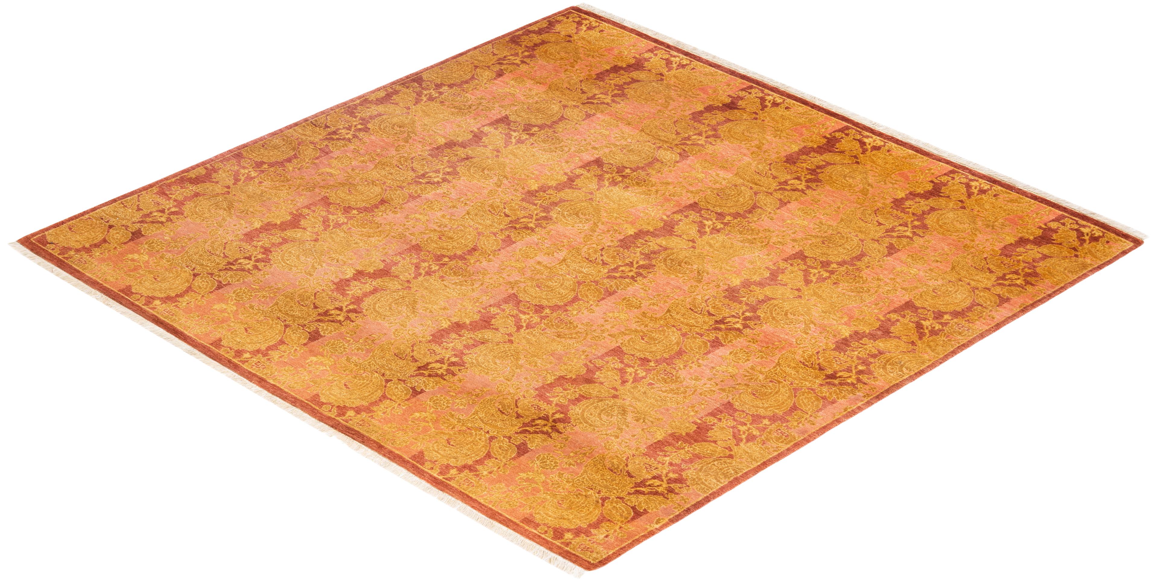 Tapis rose moghol abstrait noué à la main, unique en son genre en vente 2