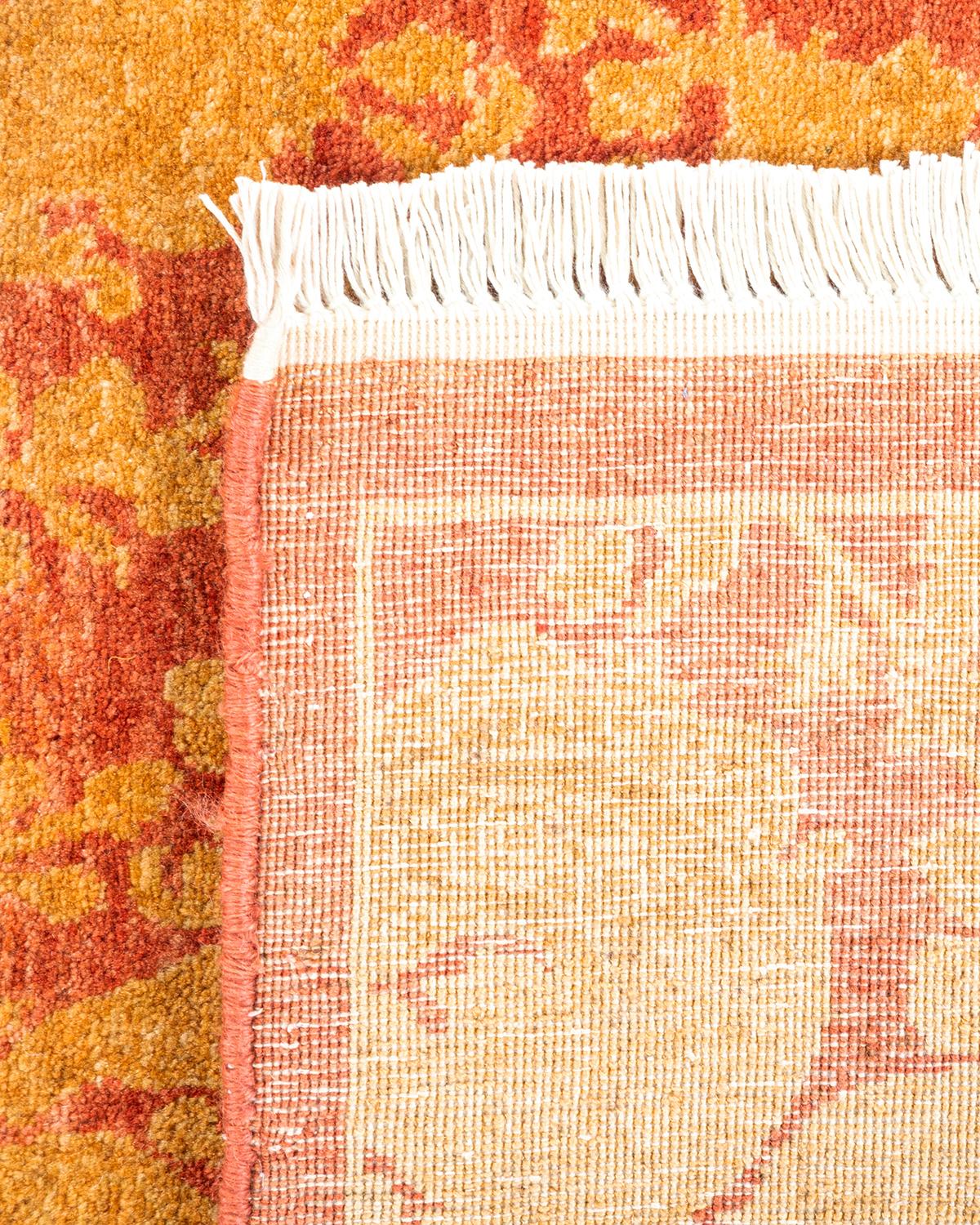 Einzigartiger handgeknüpfter abstrakter Mogul-Rosa-Teppich, 2,13 m x 2,13 m, Unikat (21. Jahrhundert und zeitgenössisch) im Angebot