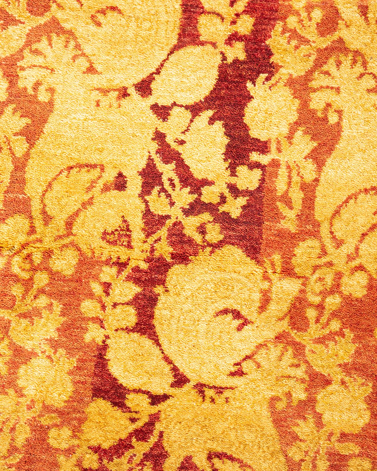 Handgeknüpfter abstrakter Mogul-Rosa-Teppich, Unikat (Pakistanisch) im Angebot