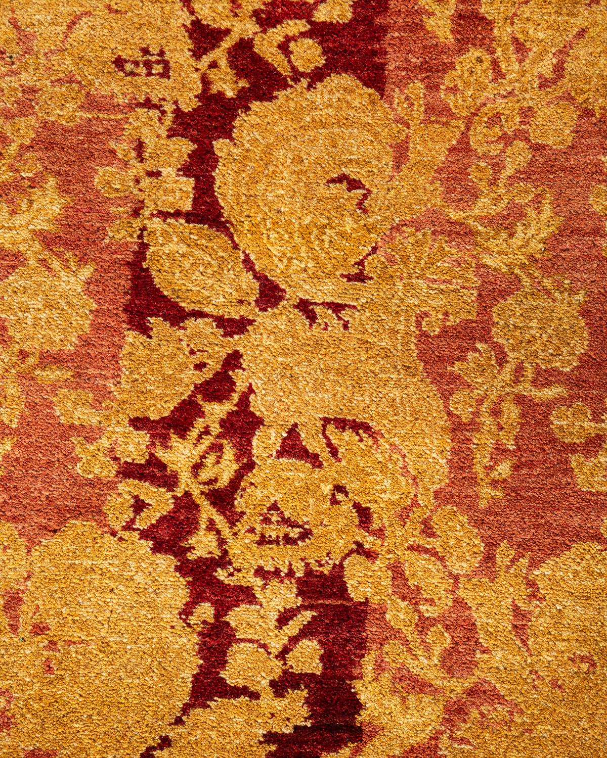 Pakistani One-of-a-kind Hand Knotted Abstract Mogul Purple Area Rug For Sale