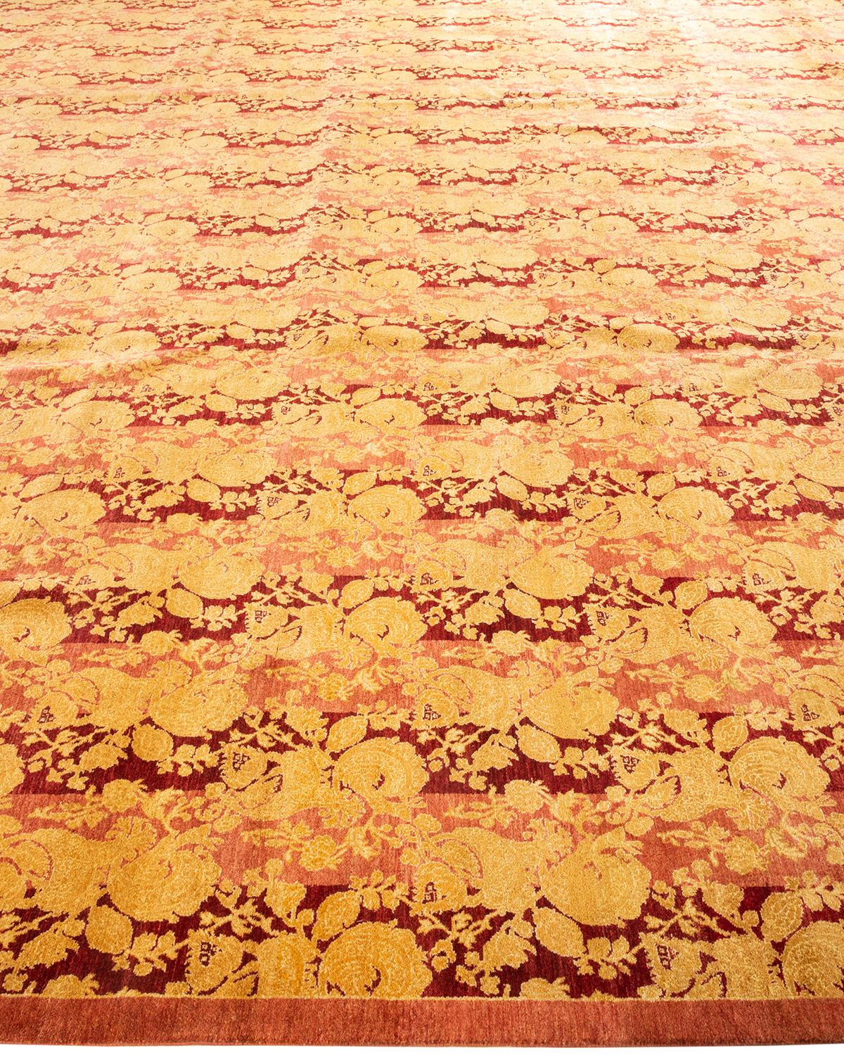 One-of-a-kind Hand Knotted Abstract Mogul Purple Area Rug In New Condition For Sale In Norwalk, CT