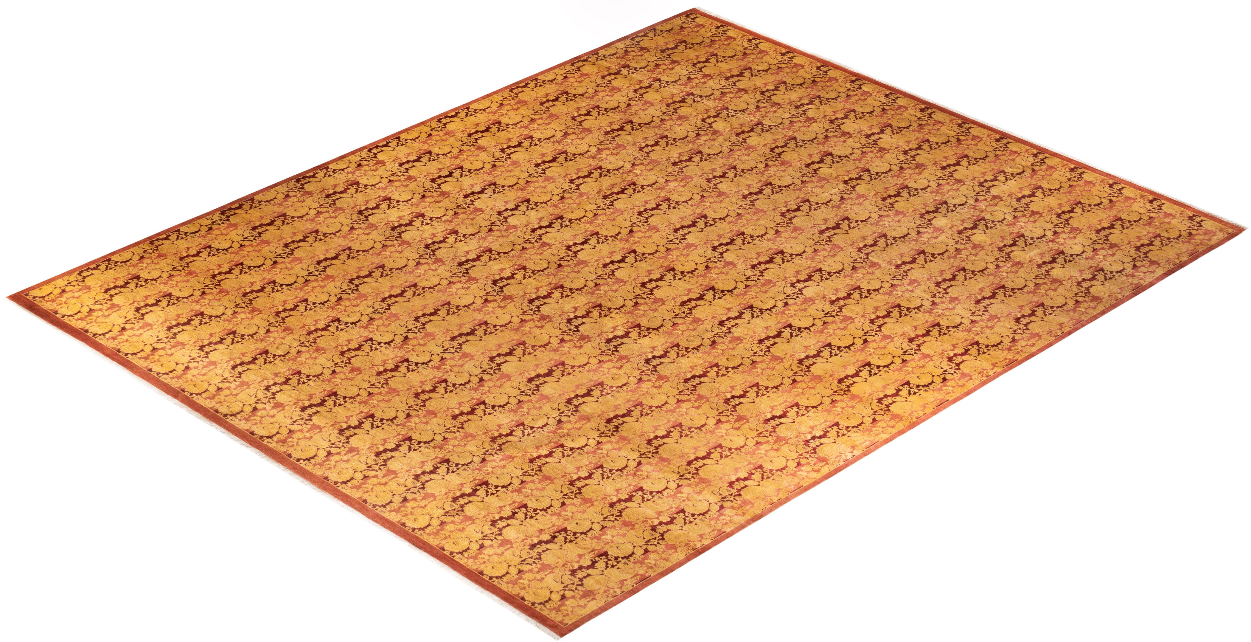 One-of-a-kind Hand Knotted Abstract Mogul Purple Area Rug For Sale 2