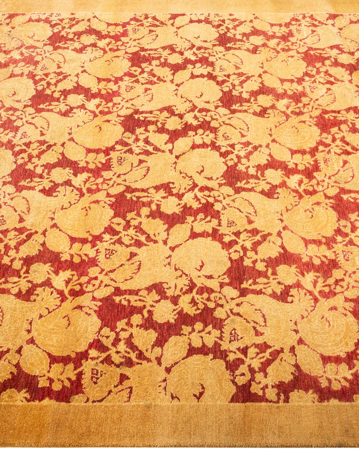 One-of-a-kind Hand Knotted Abstract Mogul Yellow Area Rug In New Condition For Sale In Norwalk, CT