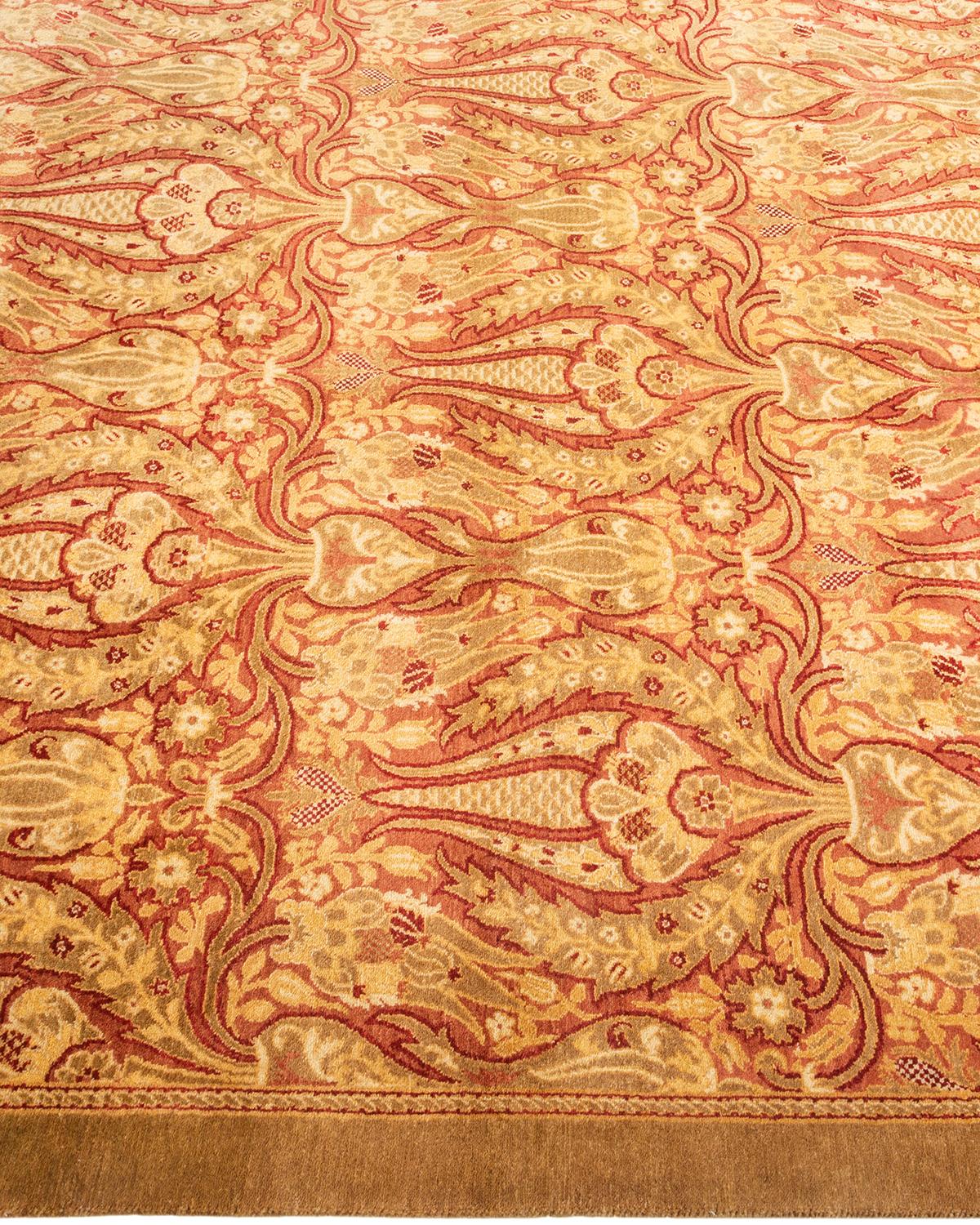 One-of-a-kind Hand Knotted Abstract Mogul Yellow Area Rug In New Condition For Sale In Norwalk, CT