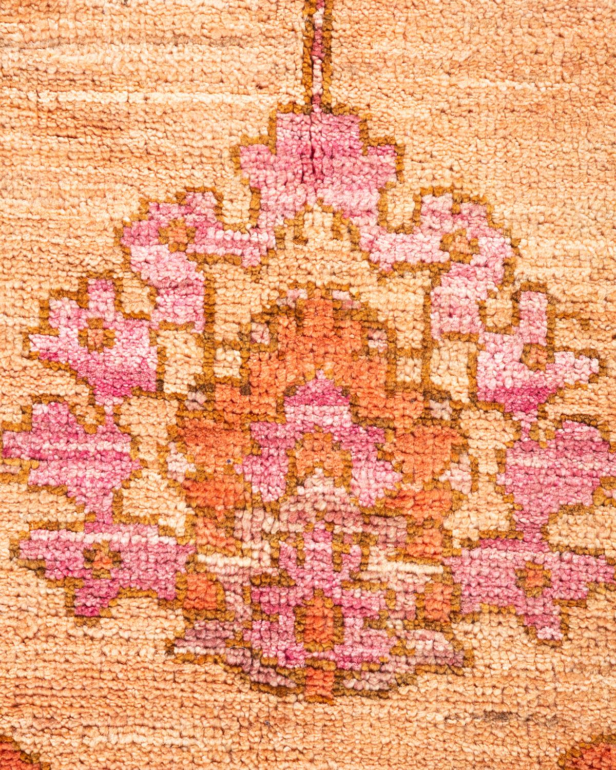 Handgeknüpfter abstrakter Oushak Beige Teppich, Unikat, Unikat (Pakistanisch) im Angebot