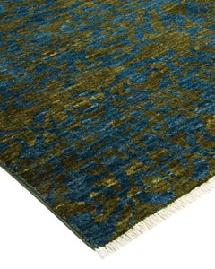 One-Of-A-Kind Hand Knotted Abstract Suzani Green Area Rug 9' 10" x 14' 4"