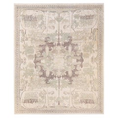 One-of-a-kind Hand Knotted Animal Print Eclectic Ivory Area Rug