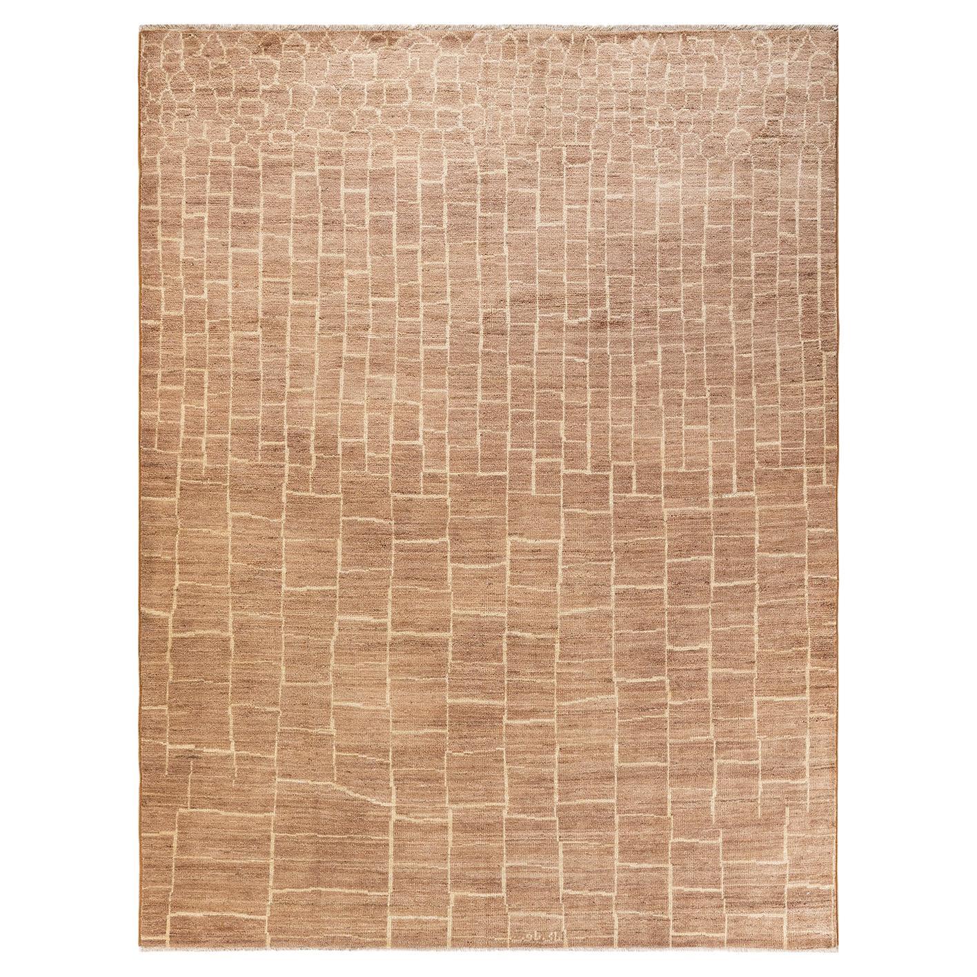 One-Of-A-Kind Hand Knotted Bohemian Moroccan Brown Area Rug For Sale