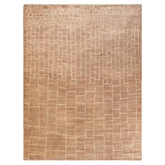 One-Of-A-Kind Hand Knotted Bohemian Moroccan Brown Area Rug