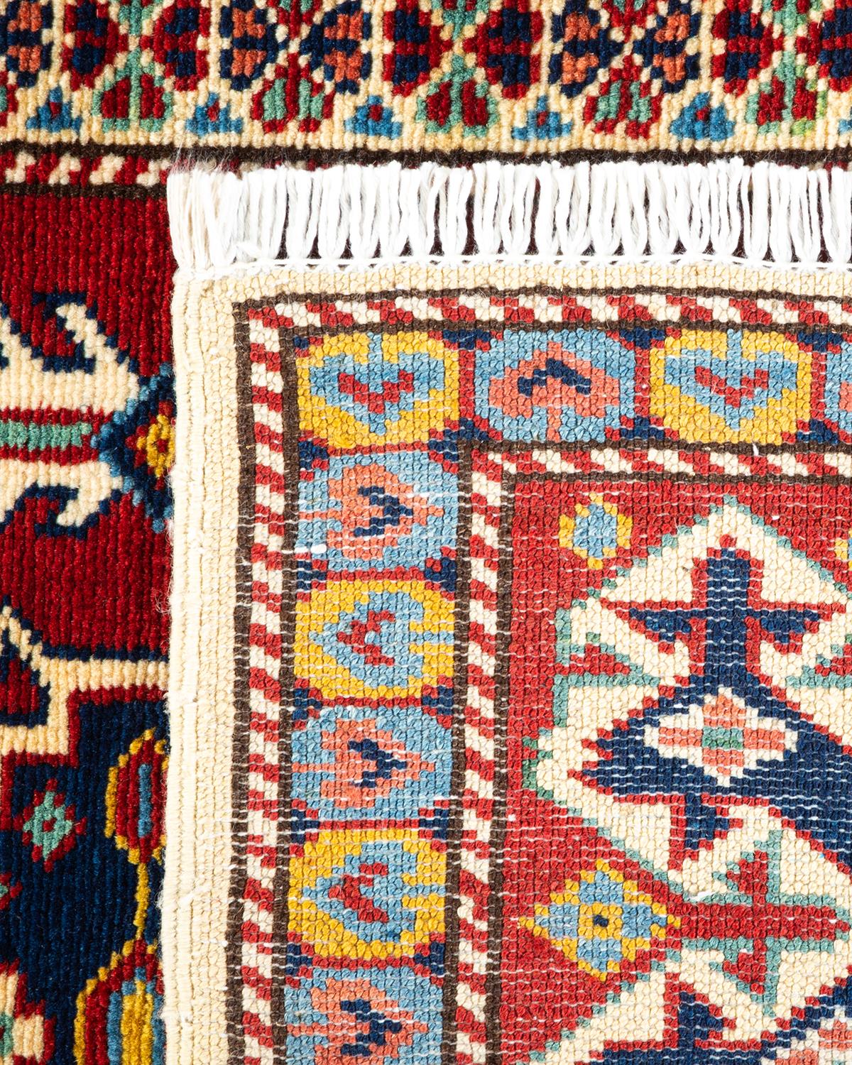 Contemporary One-of-a-kind Hand Knotted Bohemian Oriental Tribal Ivory Area Rug For Sale