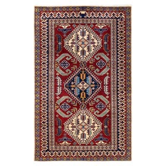 One-of-a-kind Hand Knotted Bohemian Oriental Tribal Ivory Area Rug