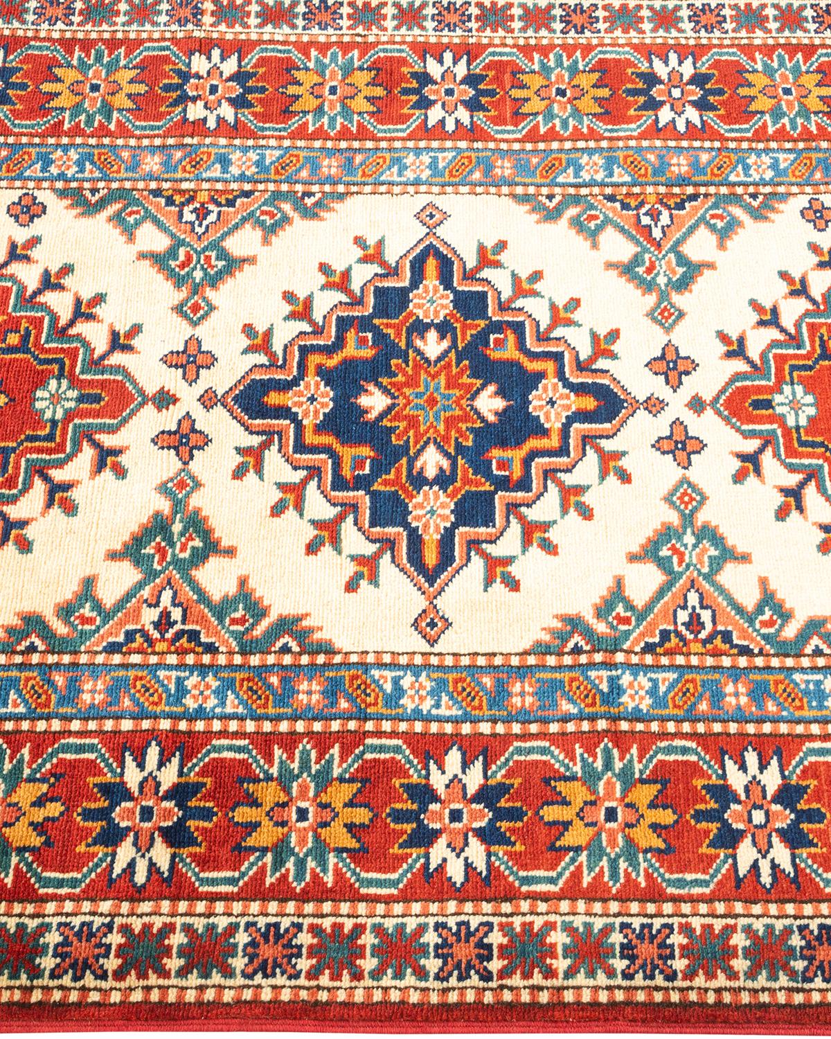 One-of-a-Kind Hand Knotted Bohemian Oriental Tribal Red Area Rug In New Condition For Sale In Norwalk, CT
