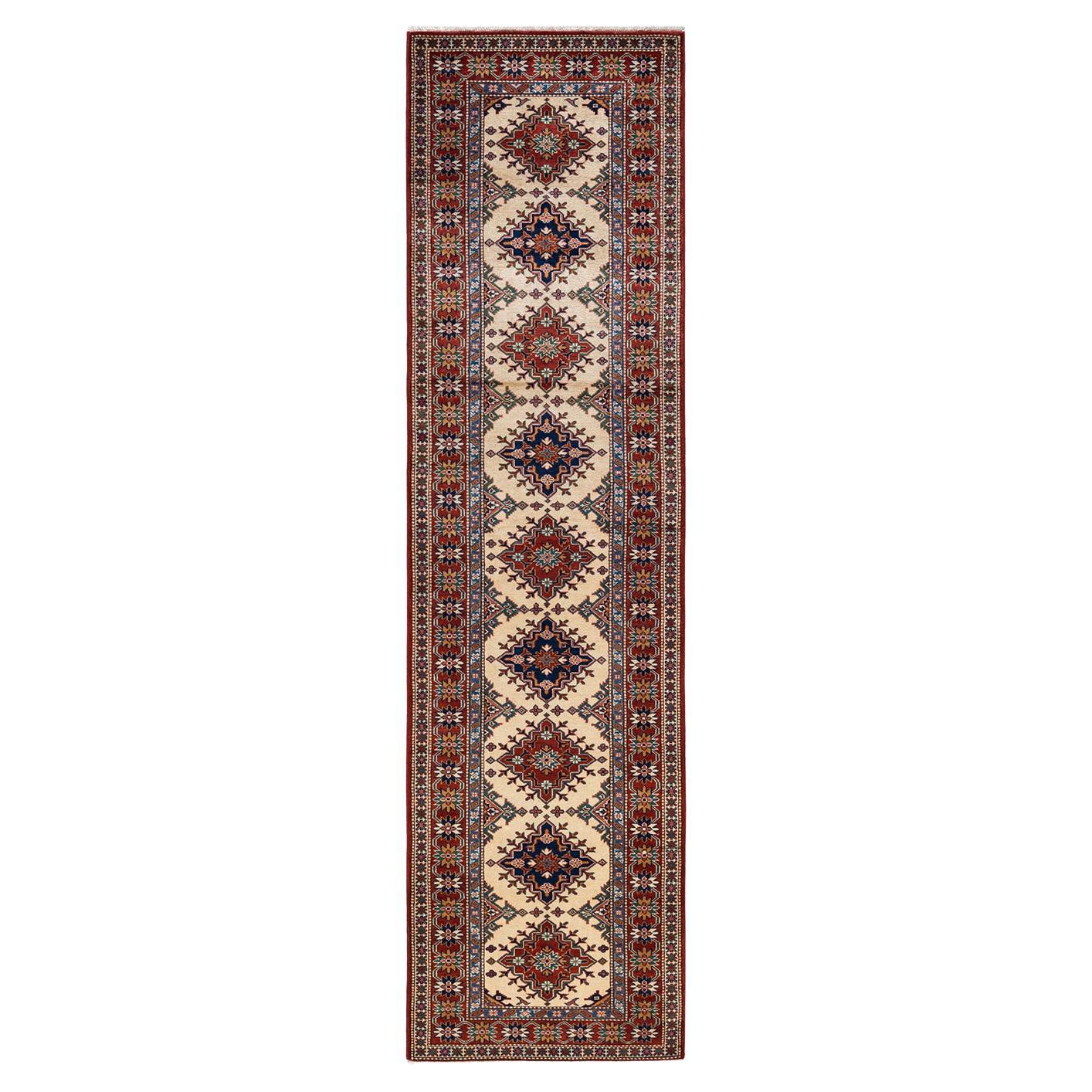 One-of-a-Kind Hand Knotted Bohemian Oriental Tribal Red Area Rug For Sale