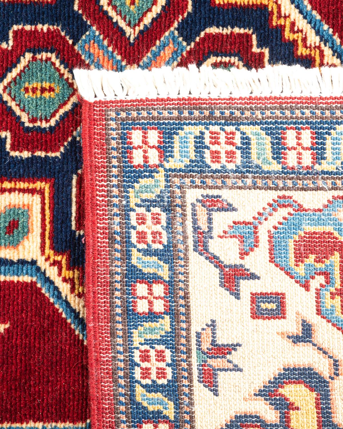 Contemporary One-of-a-kind Hand Knotted Bohemian Oriental Tribal Red Area Rug For Sale