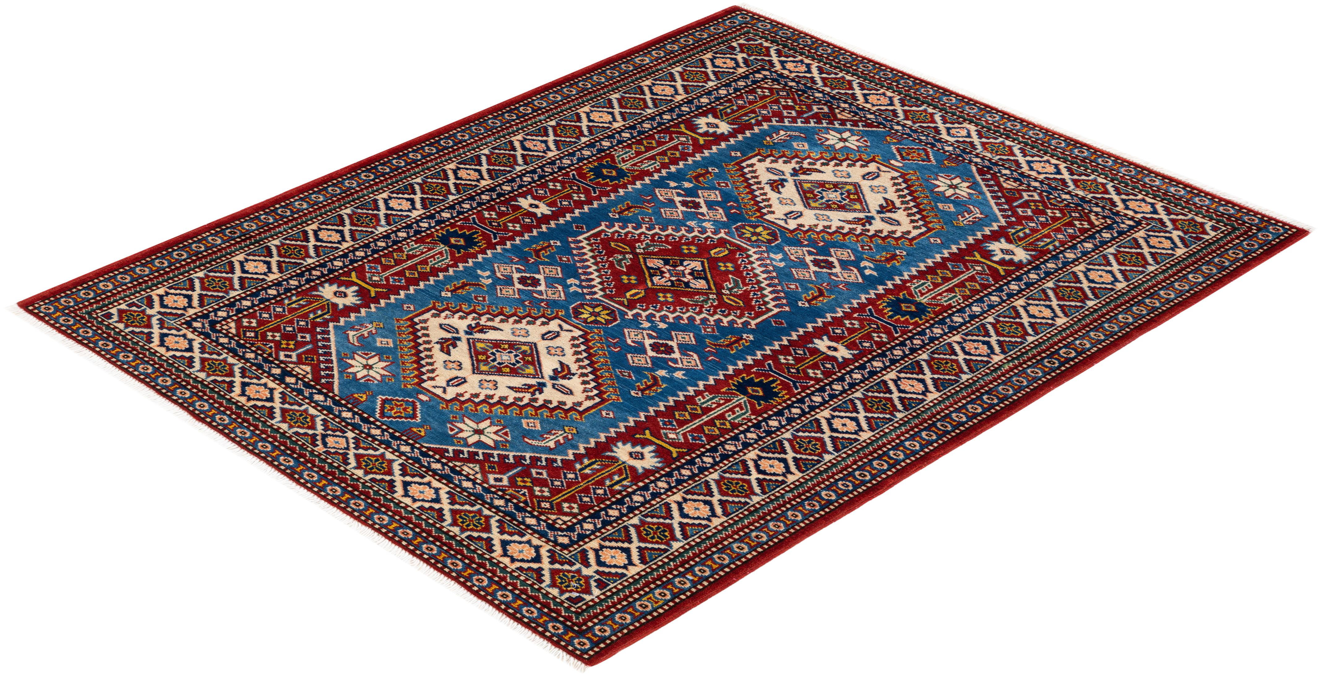 One-of-a-kind Hand Knotted Bohemian Oriental Tribal Red Area Rug For Sale 2