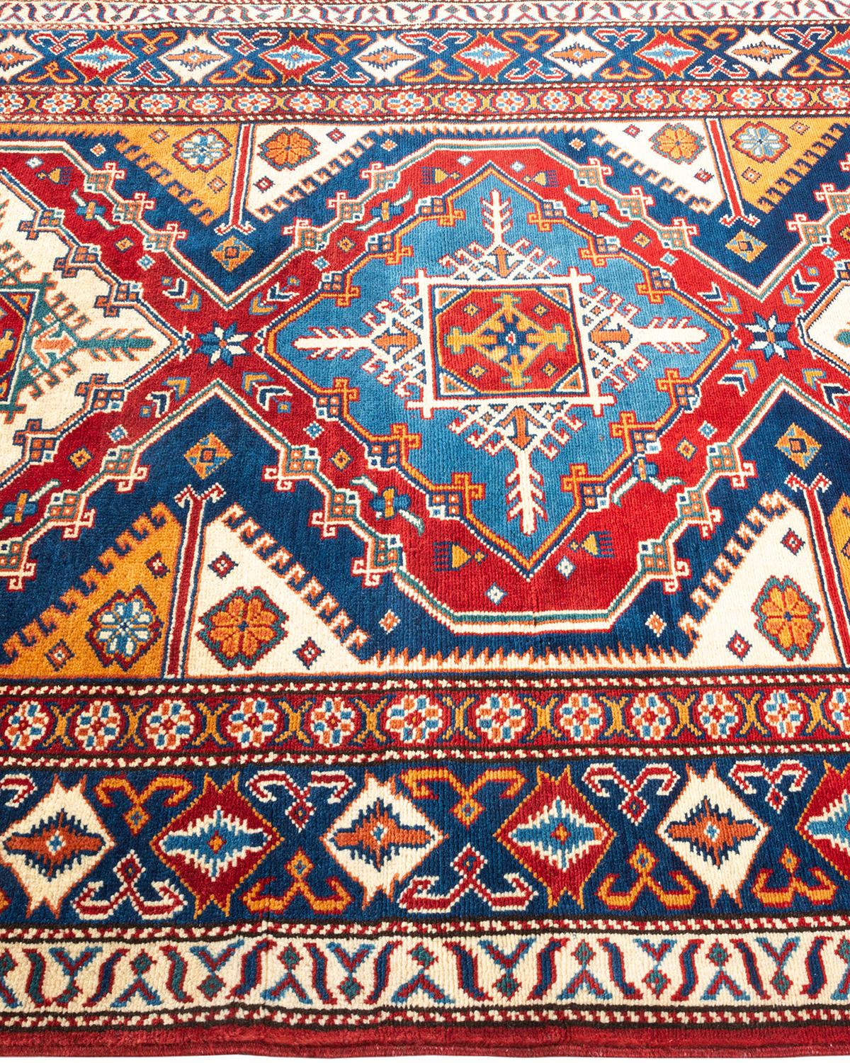 One-of-a-kind Hand Knotted Bohemian Oriental Tribal Red Area Rug In New Condition For Sale In Norwalk, CT