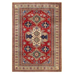 One-Of-A-Kind Hand Knotted Bohemian Oriental Tribal Red Area Rug