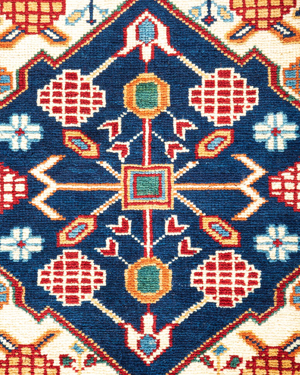 Pakistani One-Of-A-Kind Hand Knotted Bohemian Oriental Tribal Red Area Rug 5' 5
