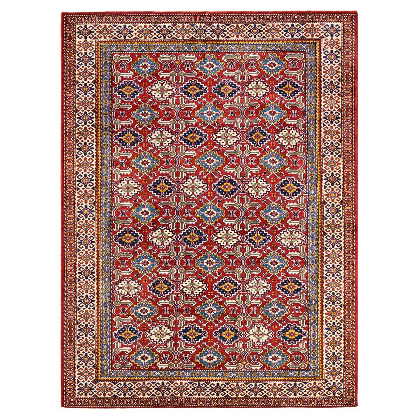 One-of-a-kind Hand Knotted Bohemian Oriental Tribal Red Area Rug