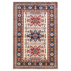 One-of-a-kind Hand Knotted Bohemian Tribal Ivory Area Rug