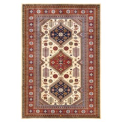 One-of-a-kind Hand Knotted Bohemian Tribal Ivory Area Rug