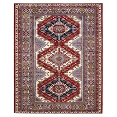 One-Of-A-Kind Hand Knotted Bohemian Tribal Red Area Rug 5' 10" x 7' 5"
