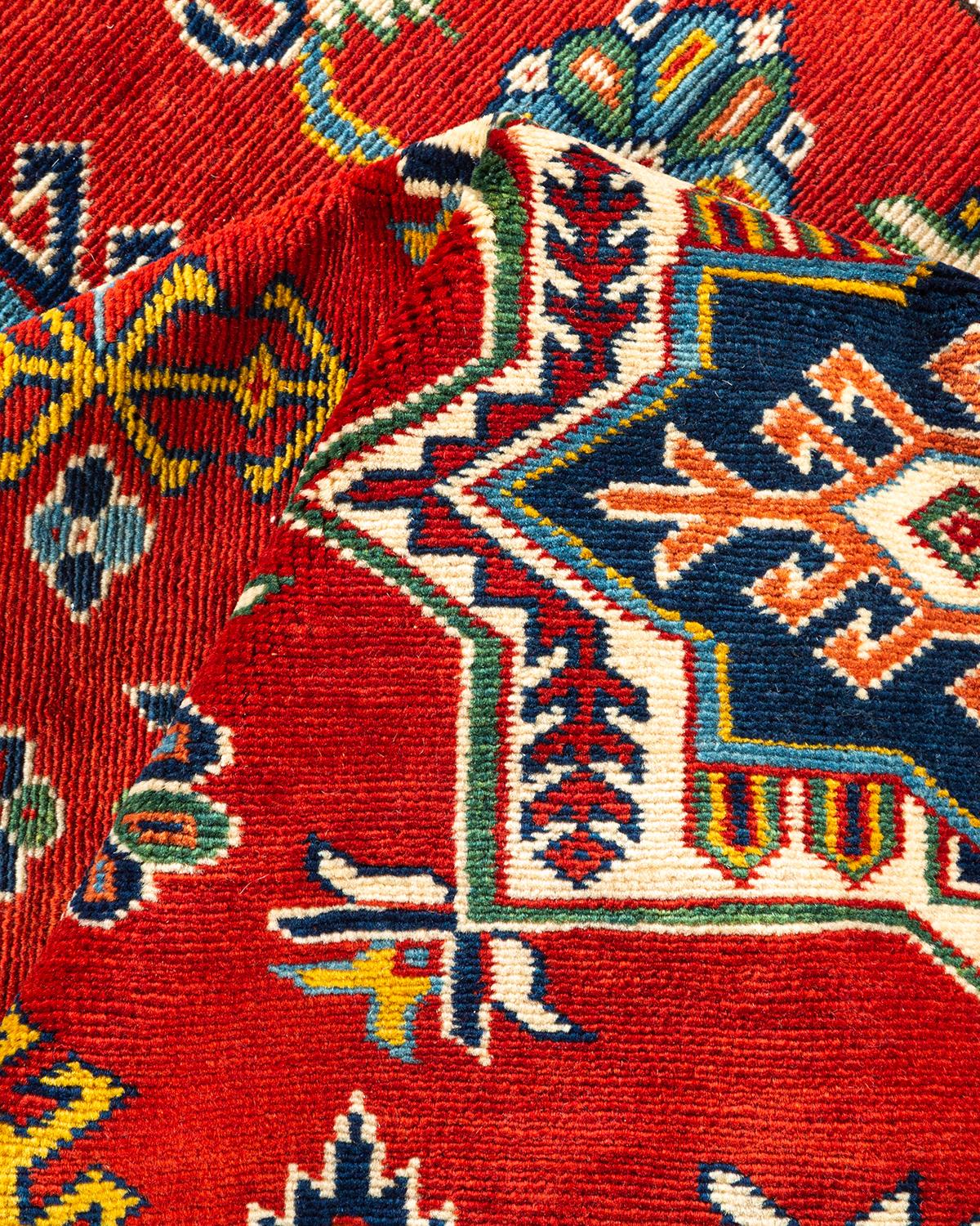 One-of-a-Kind Hand Knotted Bohemian Tribal Red Area Rug For Sale 1