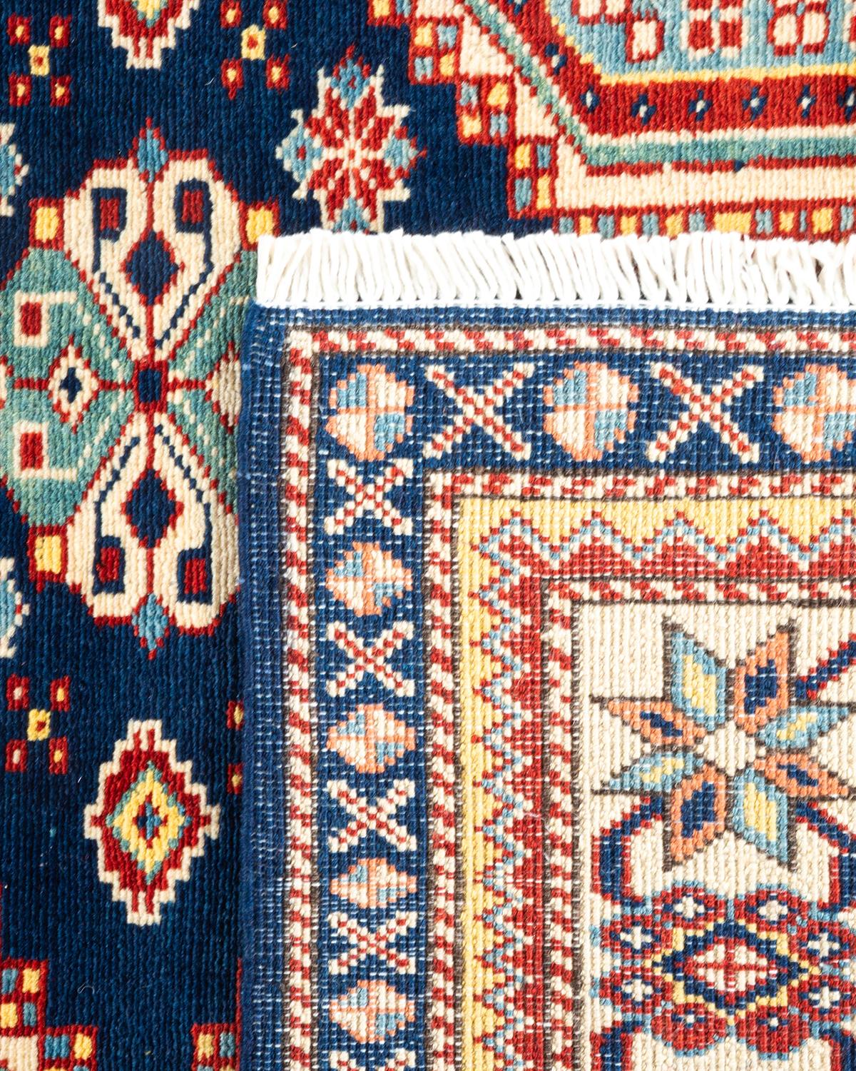 Contemporary One-of-a-kind Hand Knotted Bohemian Tribal Tribal Blue Area Rug