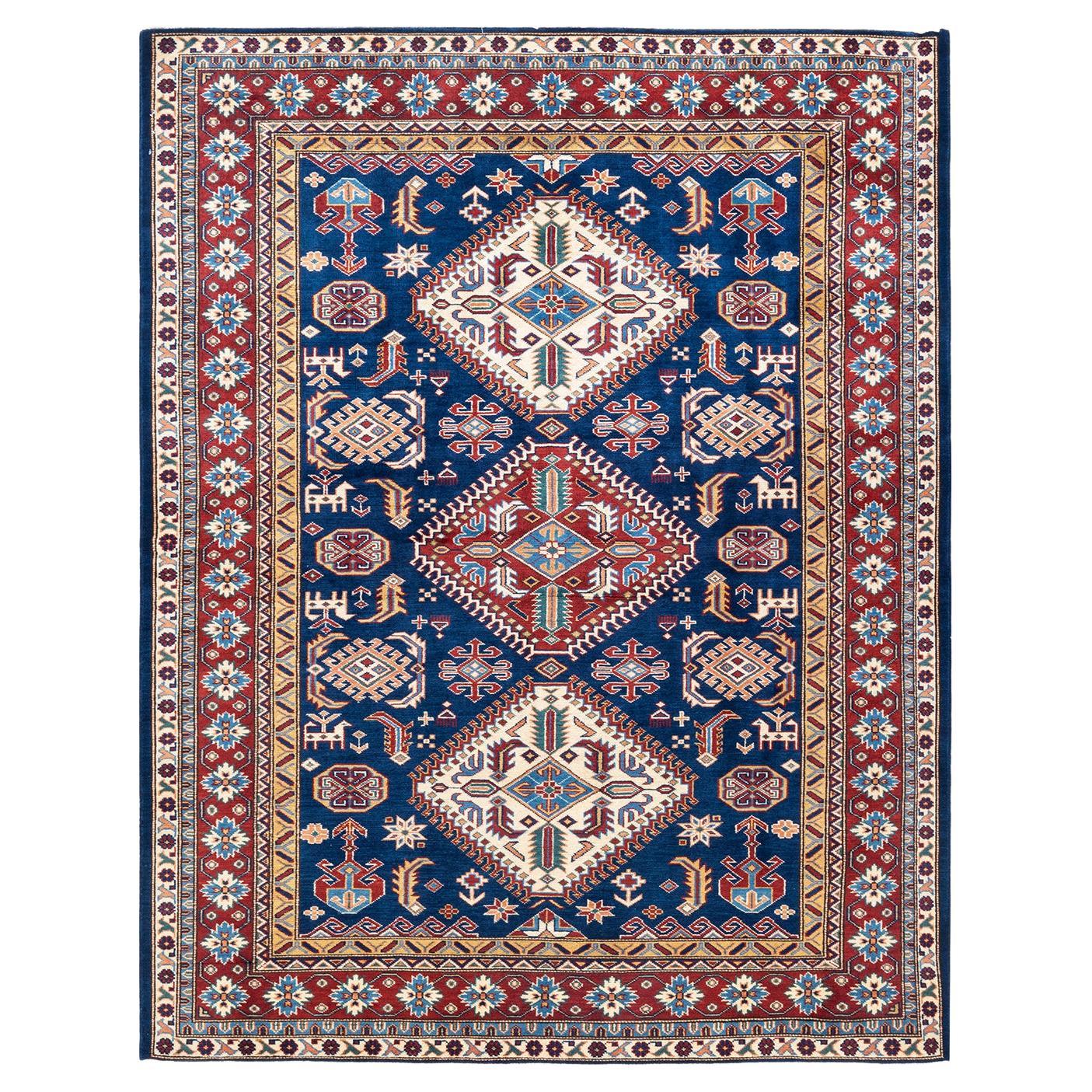 Oneofakind Hand Knotted Bohemian Tribal Tribal Blue Area Rug For Sale at 1stDibs