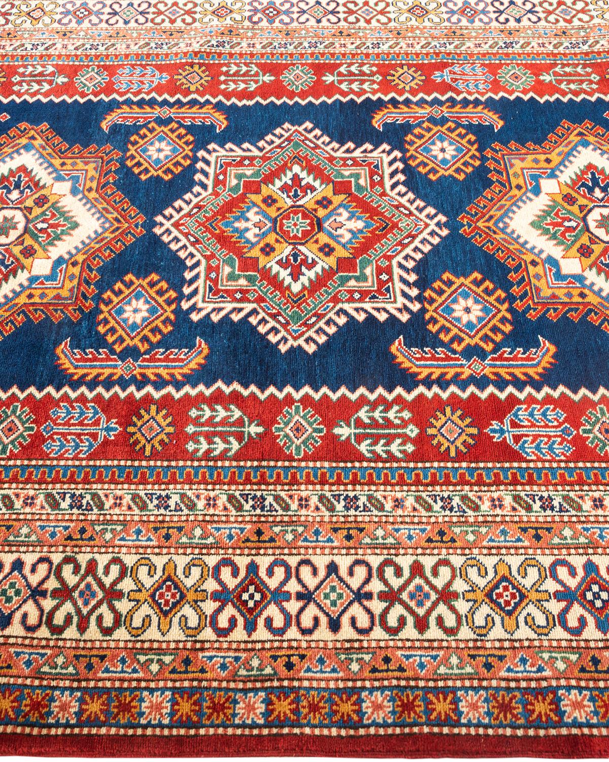 One-of-a-Kind Hand Knotted Bohemian Triabal Tribal Light Blue Area Rug In New Condition For Sale In Norwalk, CT