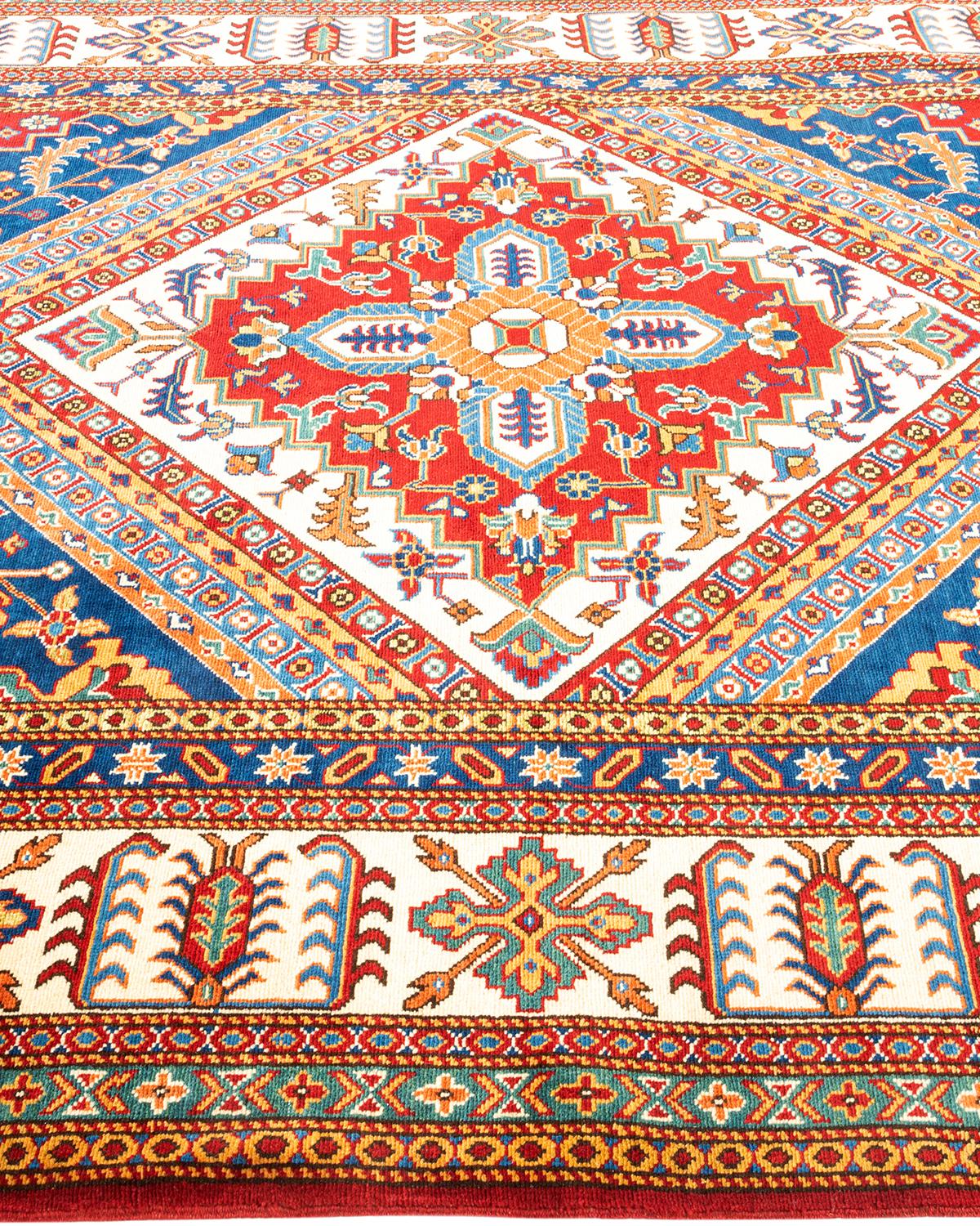 One-of-a-kind Hand Knotted Bohemian Tribal Tribal Blue Area Rug In New Condition For Sale In Norwalk, CT