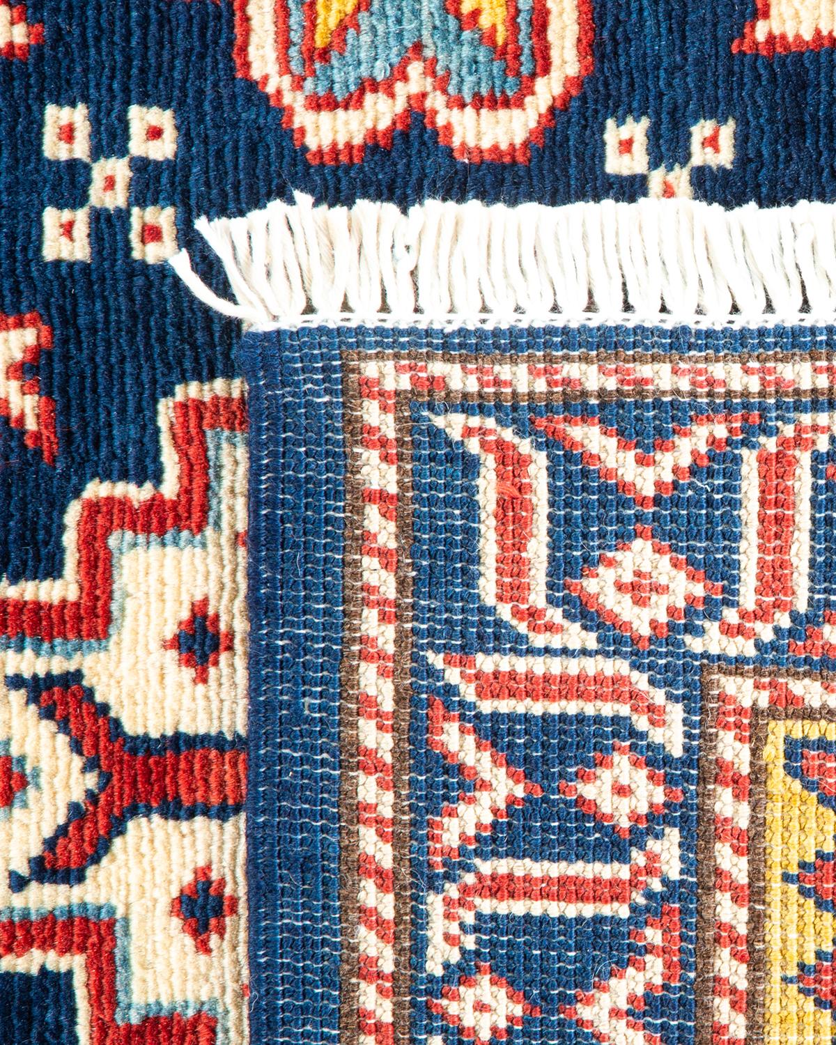 Contemporary One-of-a-kind Hand Knotted Bohemian Tribal Tribal Blue Area Rug