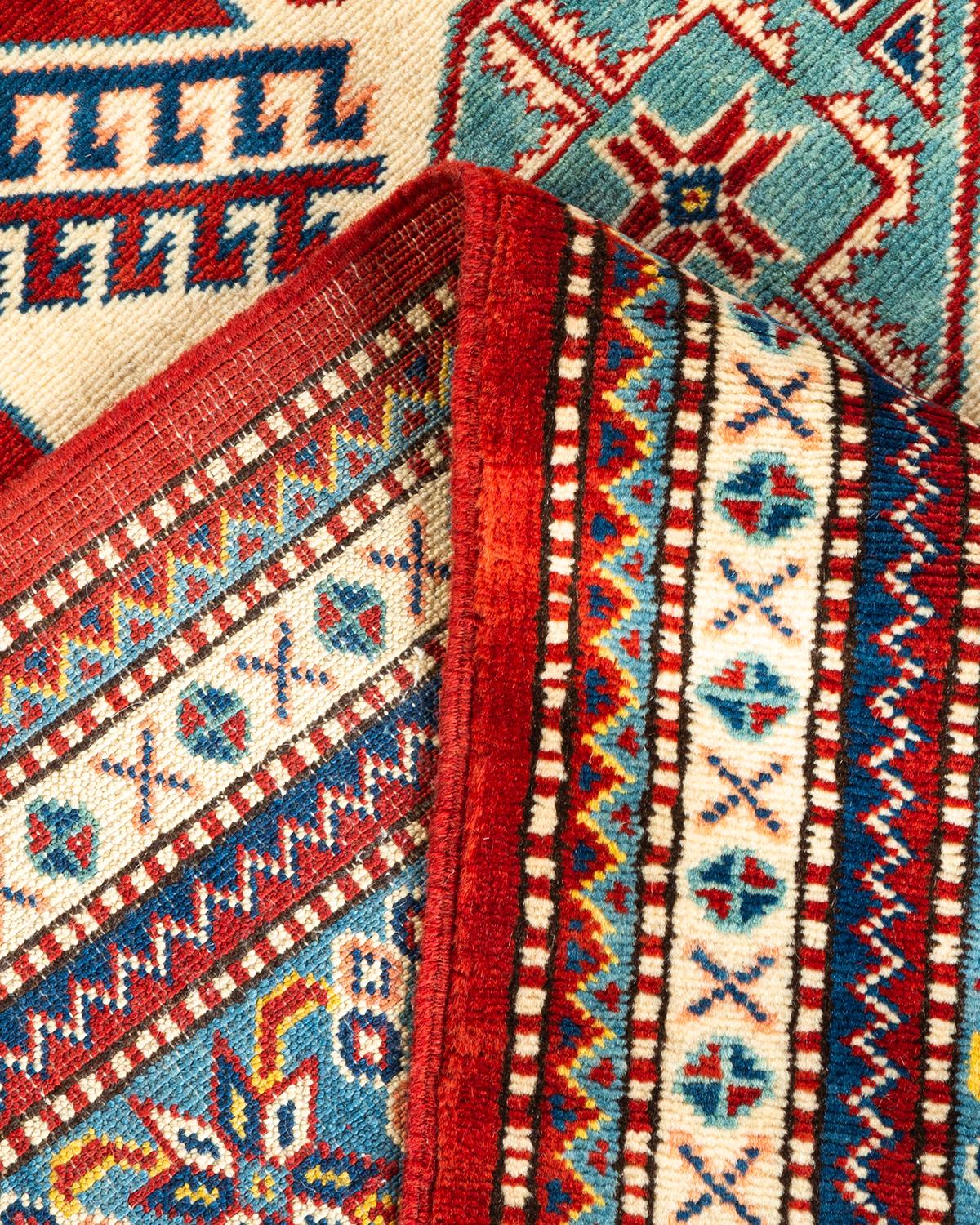 Wool One-Of-A-Kind Hand Knotted Bohemian Tribal Tribal Orange Area Rug 4' 10