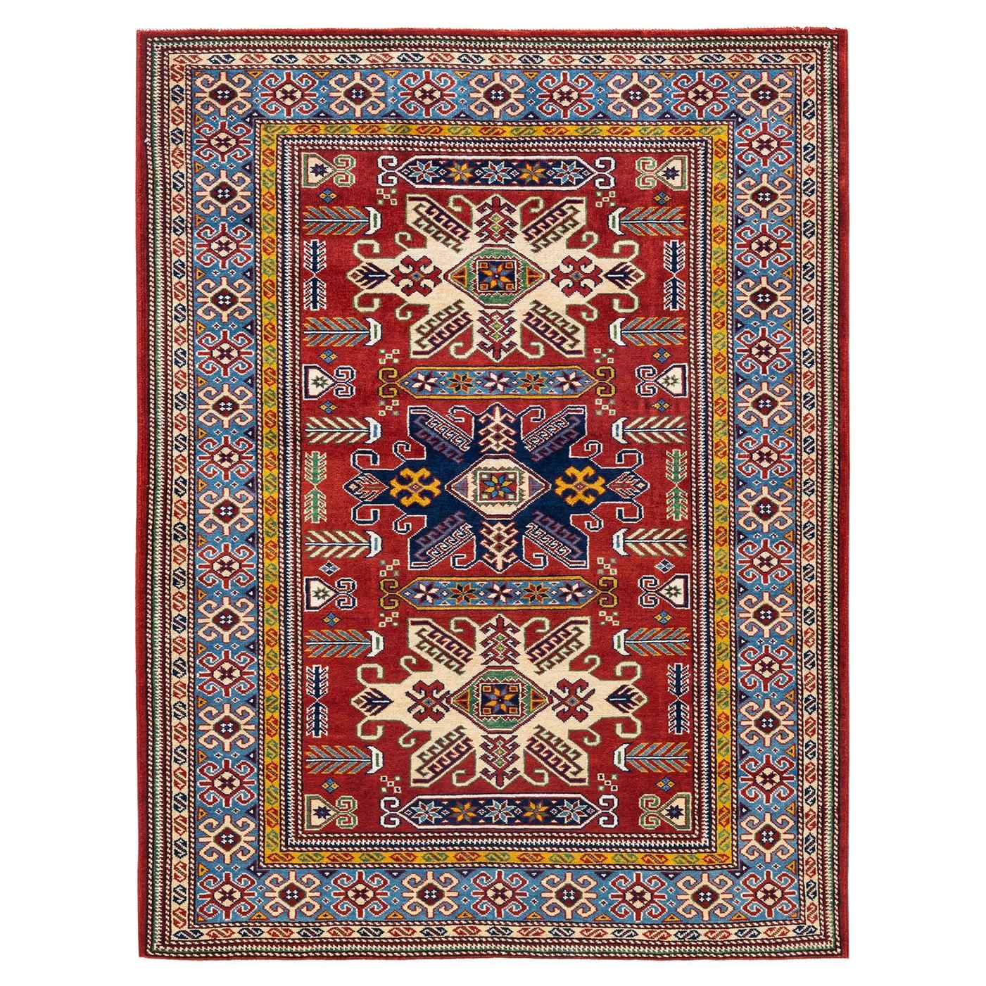 Oneofakind Hand Knotted Bohemian Tribal Tribal Orange Area Rug For